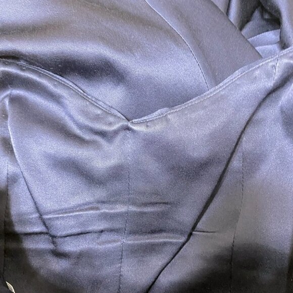 Badgley Mischka Navy Blue Silk Midi Dress 0 - Picture 9 of 13